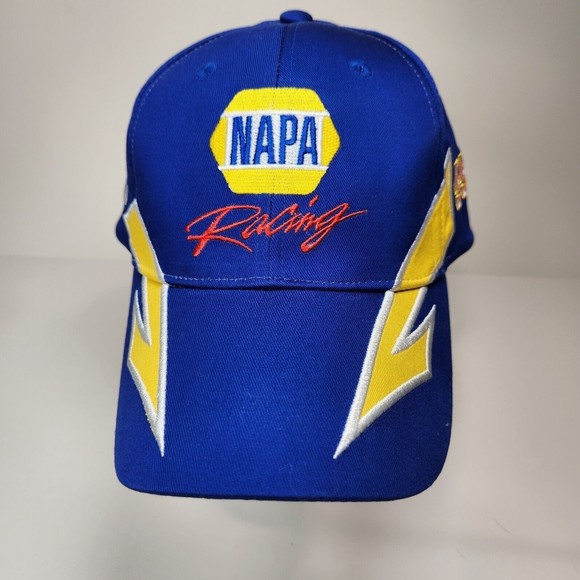 Men's NAPA Racing Cap Hat Michael Waltrip Blue Yellow Adjustable 100% Cotton New - Picture 2 of 6